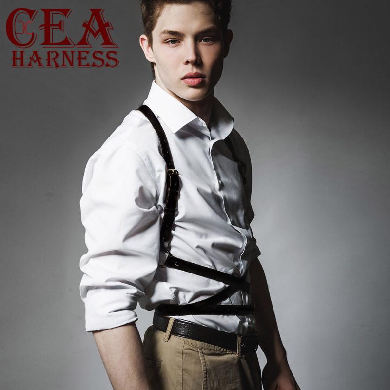 

CEA.HARNESS Punk Gothic Harness Belt Handmade Faux Leather Garter Straps For Women Men Casual Slim Waist Bondage Sculpting Belts, Black