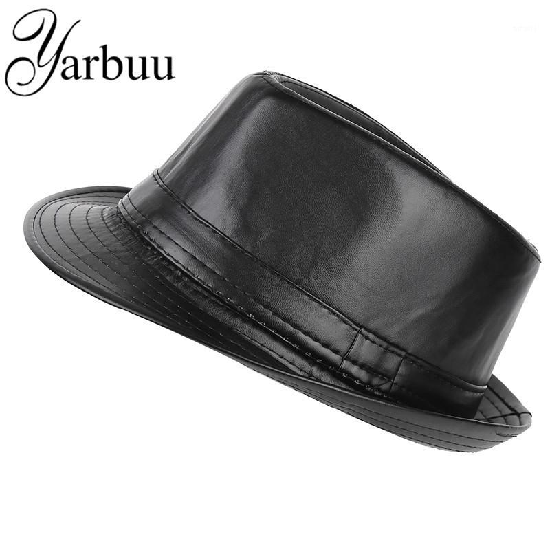 

YARBUU] fedora hat for men and women 2020 new fashion hot Selling pu sun hats black clour cap high quality hat wholesale1
