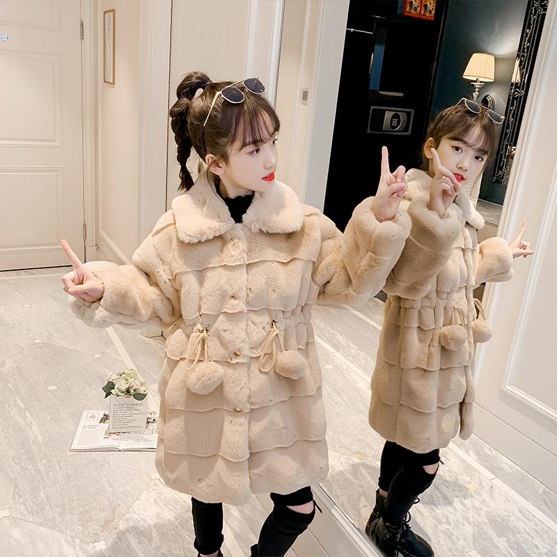 

Chic Baby Girls Clothes Faux fur Outerwear Teens Girls Autumn Winter Plus Cotton Trench Warm Soft Fur Coats Child Jackets, Image