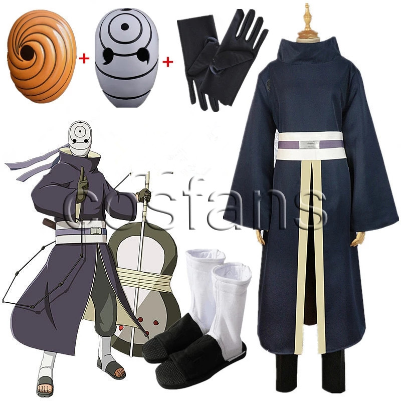 Anime Costumes Akatsuki Tobi Uchiha Obito Cosplay Costumes Men Women Kimono Halloween Party Uniform Suit Complete Full Set-image-750168611