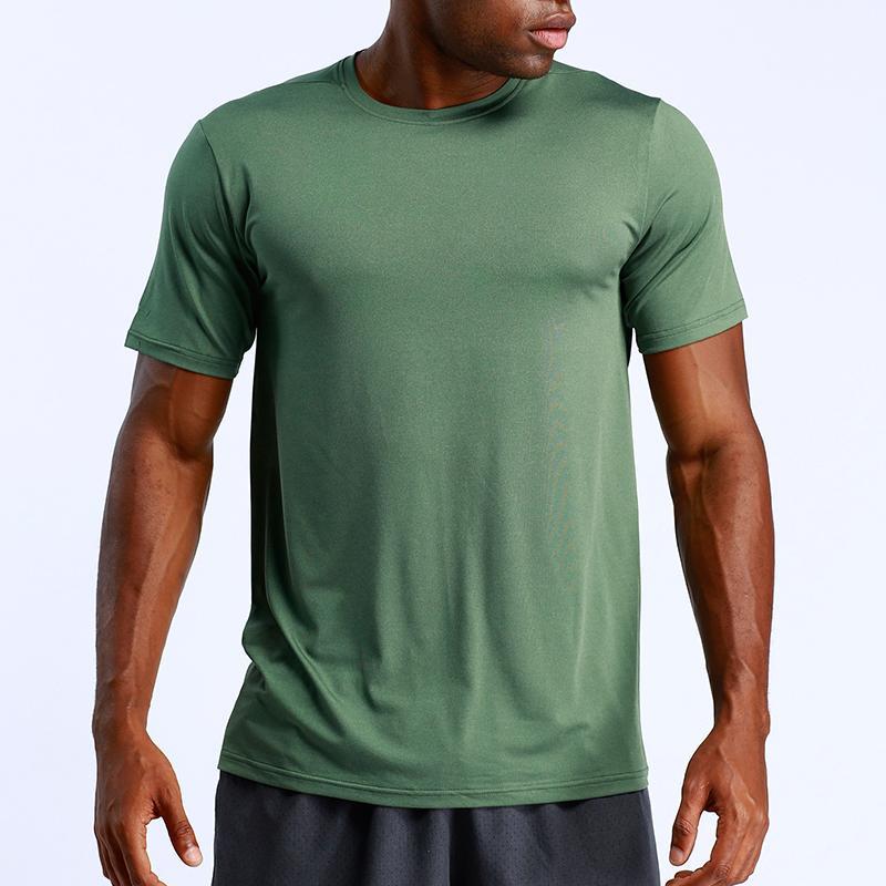 

2020 new cotton sports t-shirt men's short-sleeved running shirt gym fitness t-shirt men's running jogging1, D19army green