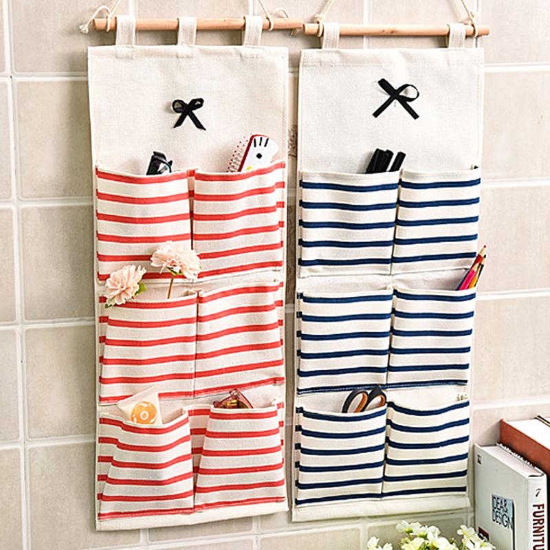 

Creative Wall Hanging Storage Bags Cotton Linen Door Waterproof Bedroom Wall Hanging Home Office Organizer Decor
