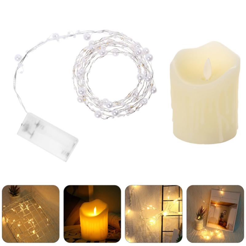 

1 Set LED Candle Shape Festival Lights Decorative Lights with String, White