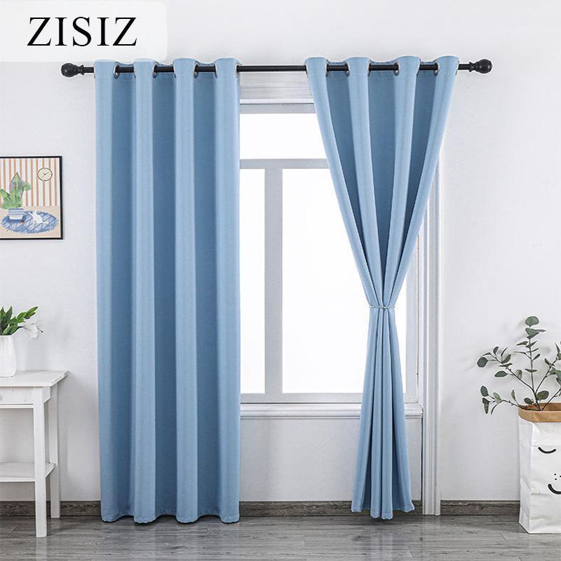 

ZISIZ 100% Polyester Blackout Curtains for Bedroom Kitchen Window Solid Color Curtain Drapes for Living room Fabric Curtain1, Coffee