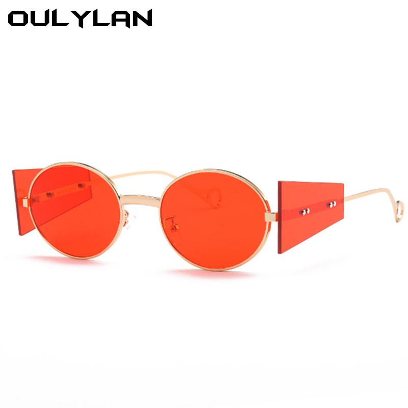 

Sunglasses Oulylan Steampunk Women Men Brand Design Round Sun Glasses Ladies Trendy Unique Temples Eyeglasses UV400 Outdoor
