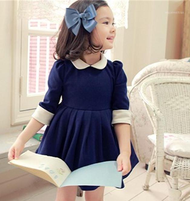 

Baby children clothing 2020 new spring summer cotton girls dresses kids princess girls clothes girl party dress high quality1, Navy