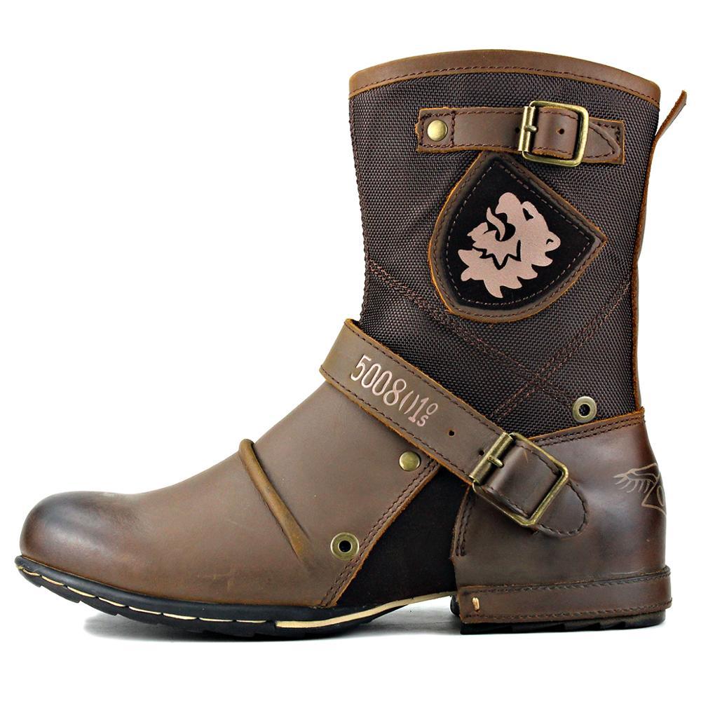 

2021 Spring Part Genuine Leather Men Ankle Male Boots Hdjf, Brown