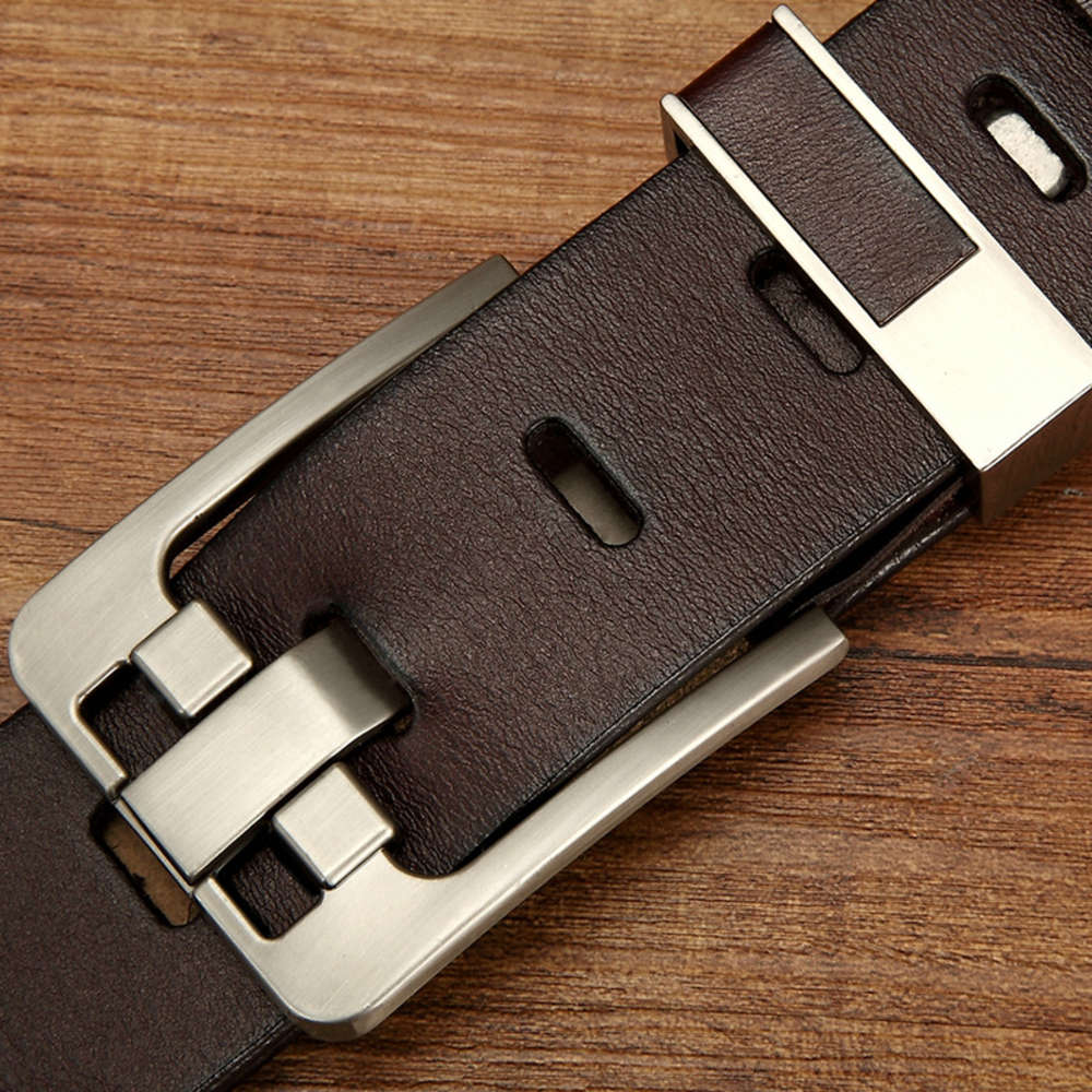 

New men's belt with pin buckle and leather belt, Black