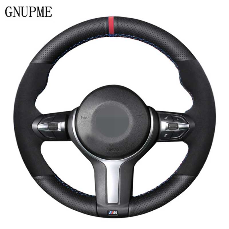 

Black Suede Artificial Leather Steering Wheel Cover for F87 M2 F80 M3 F82 M4 M5 F12 F13 M6 F30 F85 X5 M F86 X6 F33 M Sport