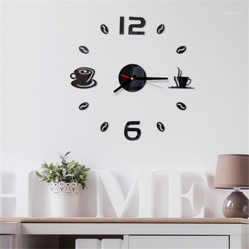 

Wall Clock wall sticker clock 3D DIY Roman Numbers Acrylic Mirror Sticker Home Decor Living Room Decor B11