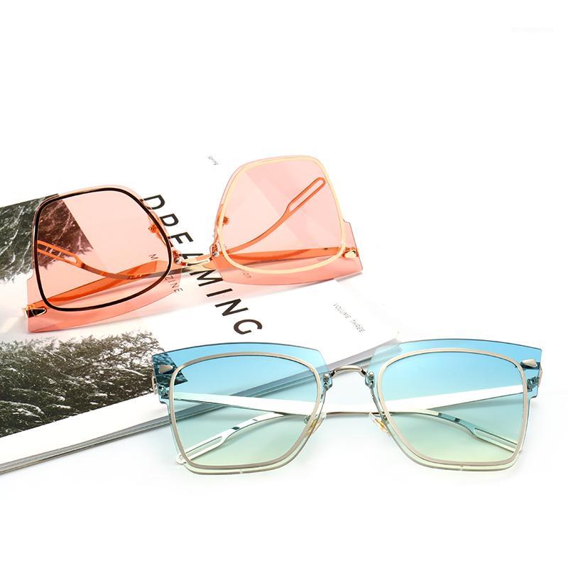 

rimless square glasses sunglasses women women's 2020 designer oversized ladies fashion shades red summer glasses1