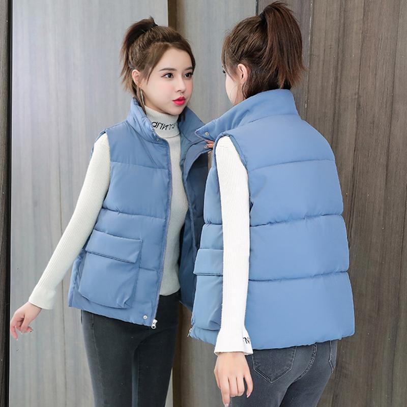 

Women Autumn Winter Jacket Pocket Hooded Coat Warm Casual Cotton Padded Vest Female Slim Sleeveless Waistcoat Plus Size -5XL, Pink