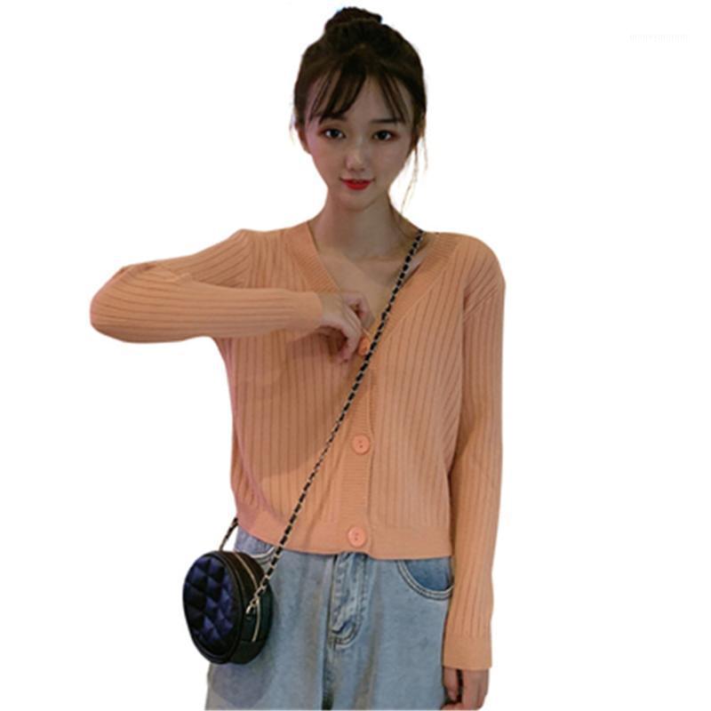 

Women's Sweaters Autumn Winter 2020 Fashionable Casual V-Neck Cardigans Single Breasted Loose Solid Multi Colors Ladies PZ32741, Black