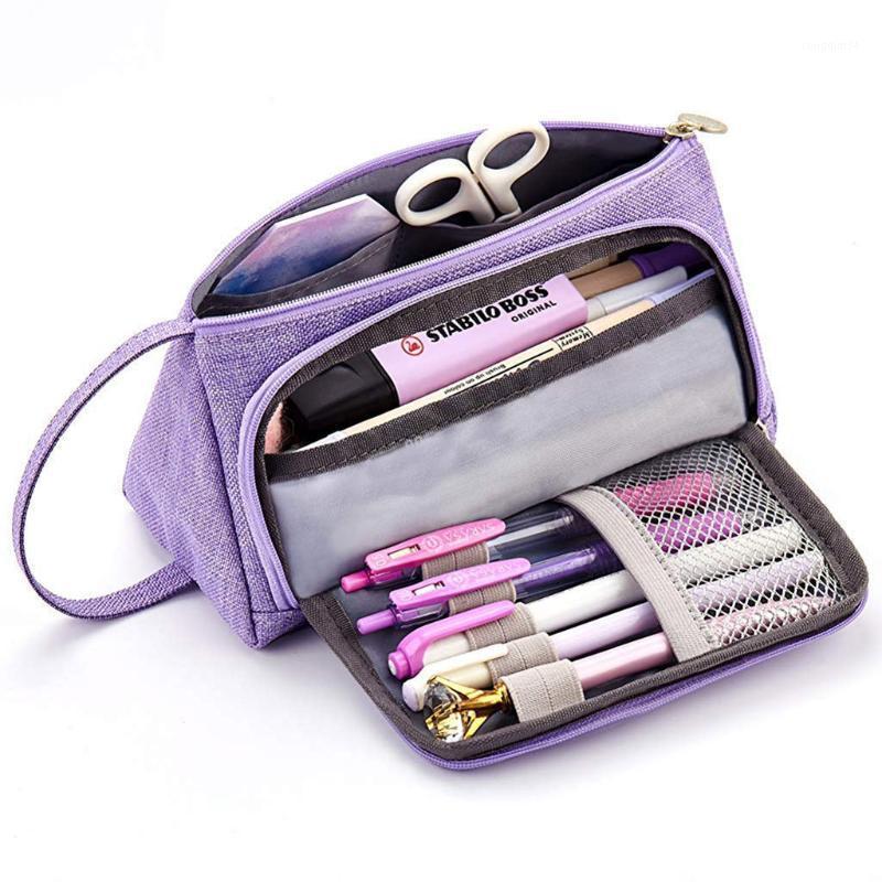 

Big Capacity Pencil Case Bag Pouch Pen Holder for Middle High School Office College Girl Adult Large Storage Pink Stationery Bag1