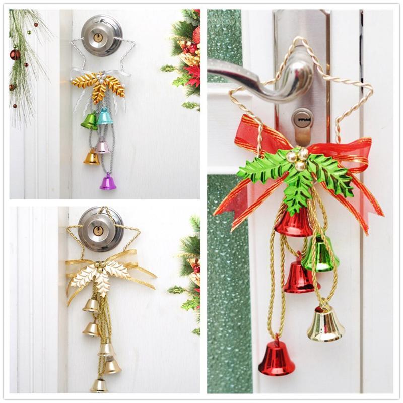 

40@ Bowknot Jingle Bell Rings Pendant For Christmas Tree And Door Hanging Decor Xmas Tree Ornament Wall Decorations For Holiday1