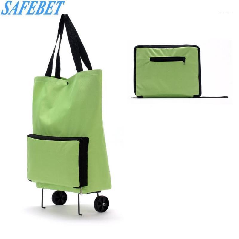 

SAFEBET Trolley Portable Case Cart Bags In Oxford Cloth Folding Dual-purpose Tug Bag Wheel Rolling Shopping Storage Bag1