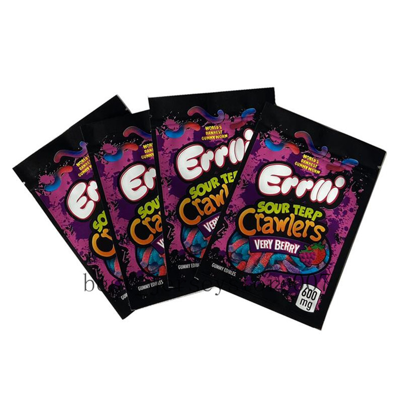 

worlds dannest gummy edibles worm errlli sour terp crawlers very berry 600mg Child Proof Zipper/mambaz bags packing Bag Aluminum foil bag59