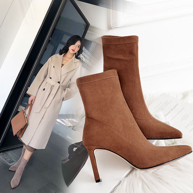 

2021 Boots for 3-colored Women Shoes in Socks, Heels, Heels 3OPZ, Brown-winter