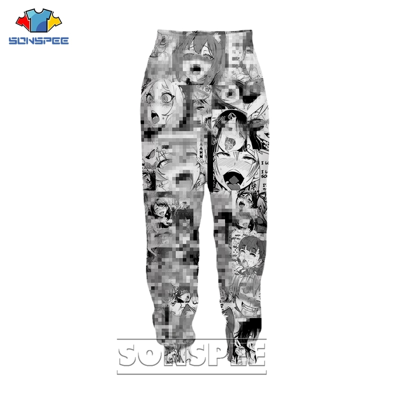 

Ahegao Sexy open mouth Girl 3D Print Graphics Trousers Men Women Popular Streetwear Sweatpants Anime Jogging Pants Casual Pant 1114, Black