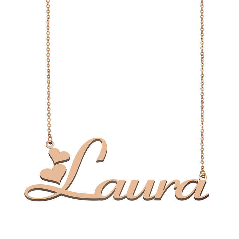 

Laura name necklaces pendant Custom Personalized for women girls children best friends Mothers Gifts 18k gold plated Stainless steel
