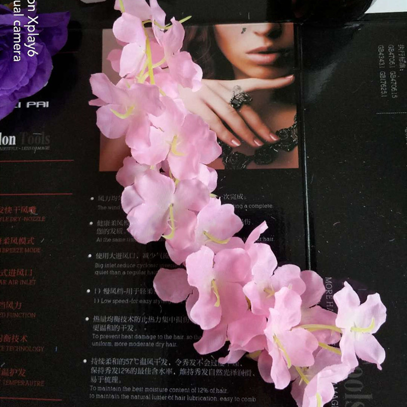

Elegant Artificial Flower Wisteria Flower Vine 34CM Home Garden Wall Hanging DIY Rattan For Hotel Xmas Party Wedding Decoration 115 J2