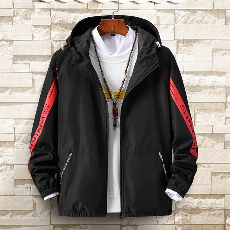 

Summer Spring Mens Jacket Hooded Windbreaker Male Jackets And Coats Casual Thin High Quality Men's Clothing jaqueta masculino, Black