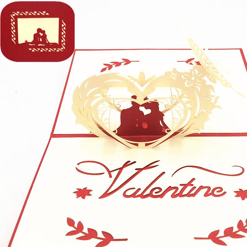 

1pcs Laser Cut 3D Up Greeting Cards Love With Envelope Invitation Post Card For Valentine' Day Wedding Gift Party Decoration