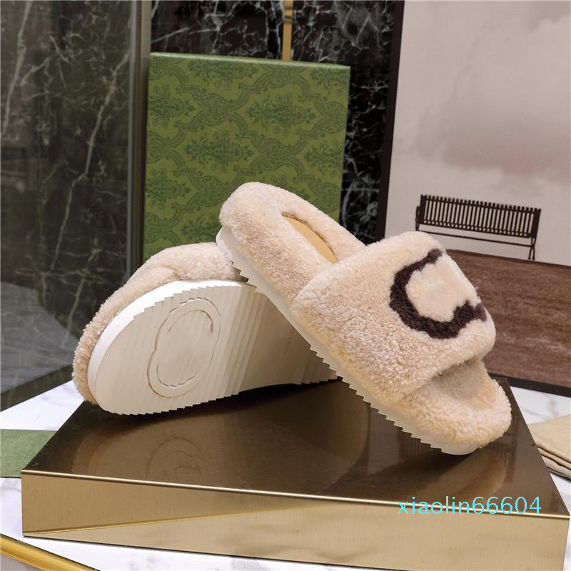 

Fashion-Women Fur Slippers Slide Sandal Wool Thick Bottom Light Brown Merino Flat Muller Heel slipper Sexy Mullers, #1