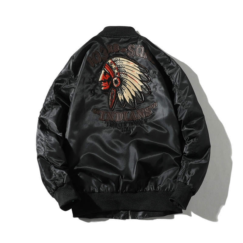 

2021 New Embroidered Male Hip Hop Distinctive Retro Head Baseball Men' Spring Jacket 3hx2 LEIM, Black