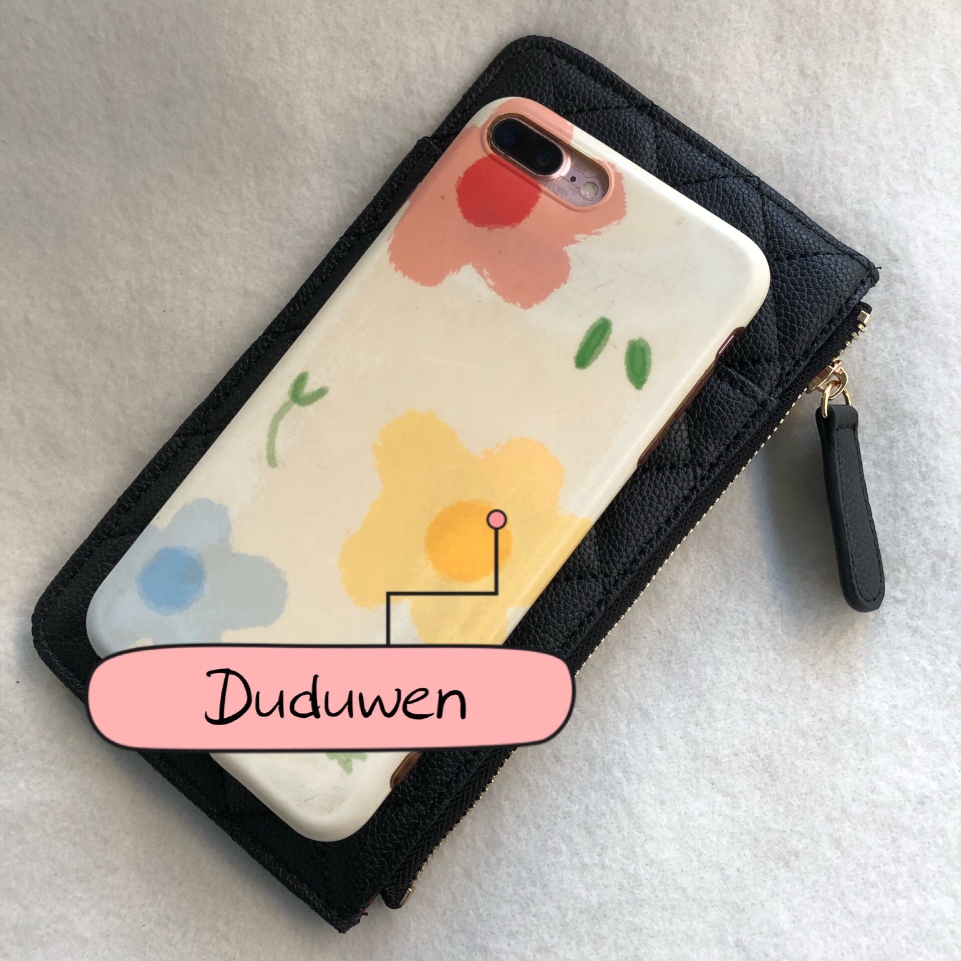 

19.5X11.5CM C fashoin Pu organizer bag for phone for card holder duduwenforvip, Black