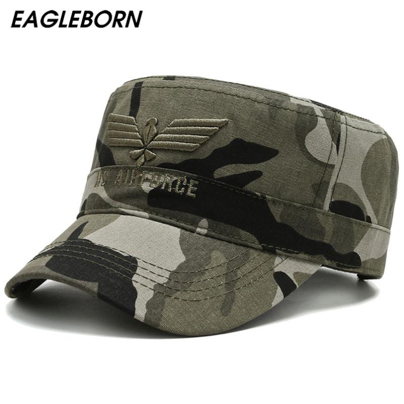 

New Men Hat Camouflage Hat Army Green Flat Top Mountaineering Army Fan Eagle Embroidery Dad Men Black Hats
