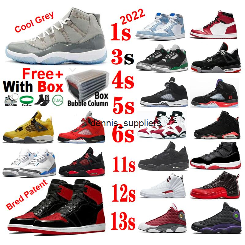 

Cool grey 11 Patent Bred 1s Basketball Shoes 2022 Playoffs Dark Marina Blue 1 Court Purple 13s Black Cats 4s Fire Red Oreo Space Jam With, Color-38