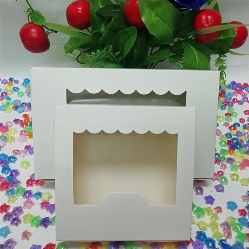 

20Pcs Paper Gift Box With Window Wedding Party Kraft Paper Box 4/6/8 Cake Packaging Candy Cookies Cupcake packing boxes