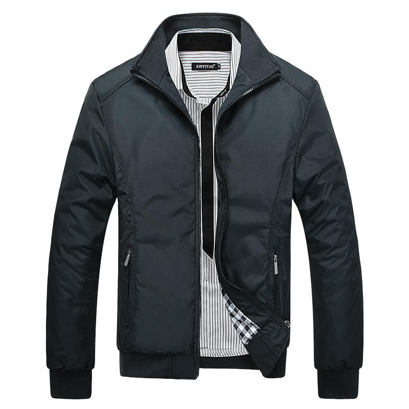 

Fashion Windbreaker Coats Casual Slim Fit Men Bomber Jacket Zip Up Stand Collar Chaqueta Hombre Autumn Plaid Inside Veste Homme, Style b gray