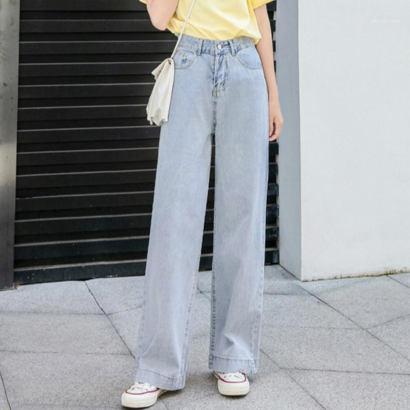 

High Waist Wide Leg Straight Loose Long Jeans For Women  M L XL Women, Light blue