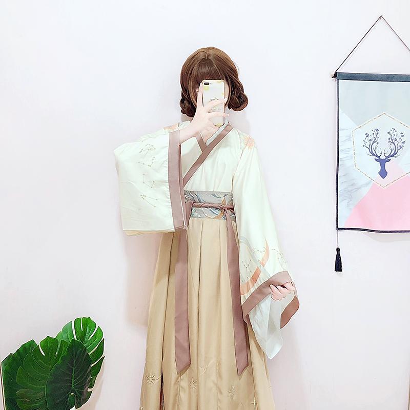 

Woman Stage Dance Dress Chinese Traditional Costumes Tang Suit Performance Hanfu Embroidery Wei Jin Han Dynasty Folk Dress SL1411, Short 3pcs