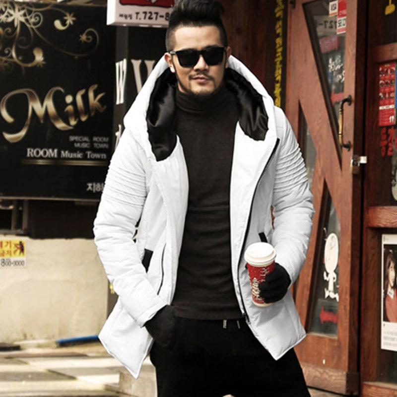 

New Men's Thickening Winter Jackets Mens Cotton Coat Men Warm Parkas Male thick hooded outwear F2126, Black silver cap