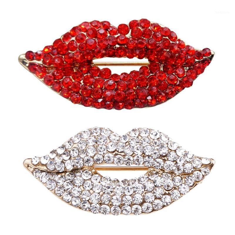 

Sexy Elegant Women Crystal Lips Costume Brooches Creative Kiss Pin Jewelry1