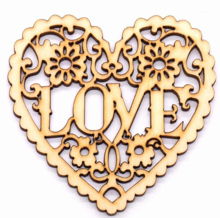 

10pcs Natural Wooden Tag Hollow Heart LOVE Craft Wedding Hanging Decoration Gift Tags with String1