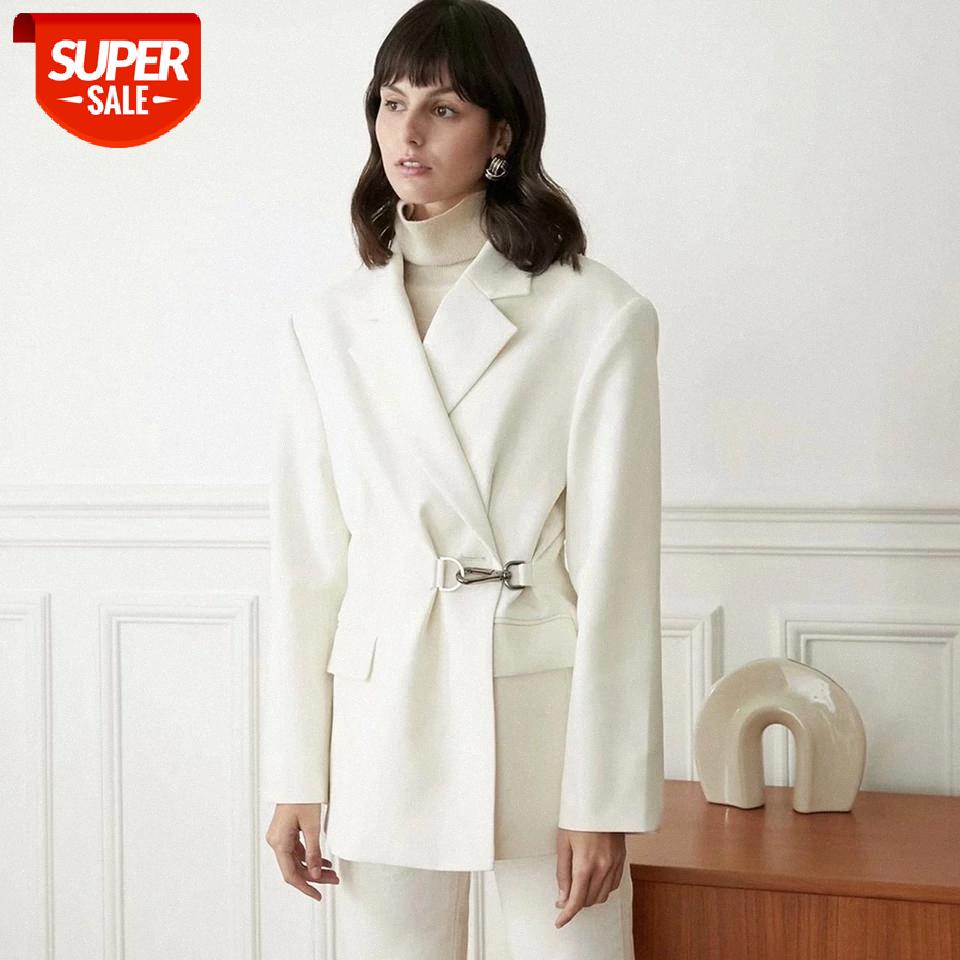 

Single Button Beige Oversize Suit Women Autumn Winter Long Sleeve Notched Coats Female Casual Vintage Elegant Clothes 2020 #Sw8P, Black;brown