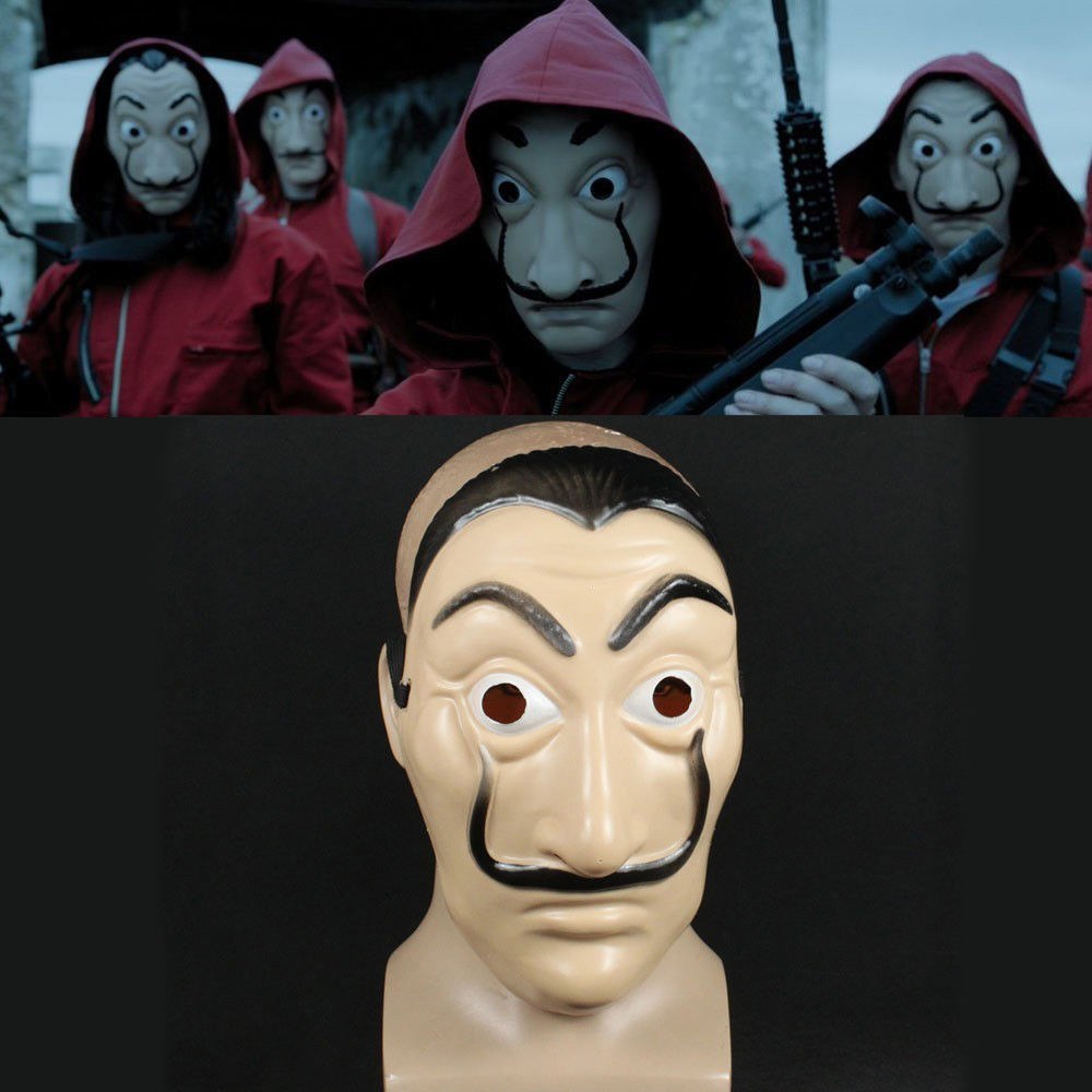 

Cosplay Party Mask La Casa De Papel Face Mask Salvador Dali Costume Movie Masks Realistic Christmas Halloween Xmas Masque Money Heist Props