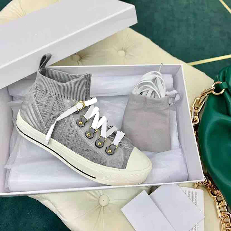 

Brand Women Obliques Sneaker Grey blue Mesh shoes WALK'N' Sneakers sock Knitted shoes Fashion Designer Casual Shoes with box, Black
