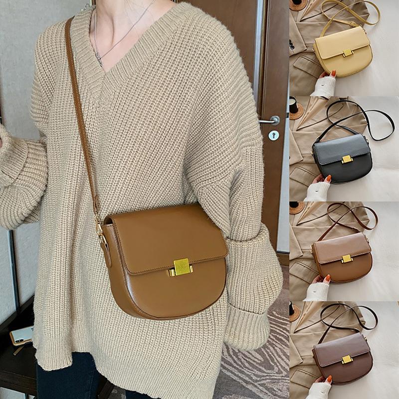 

Women Crossbody Bag Semicircle Saddle Bags Soft Leather Shoulder Bags Shoulder Bag Handbag All-match Messenger Handbags, Black