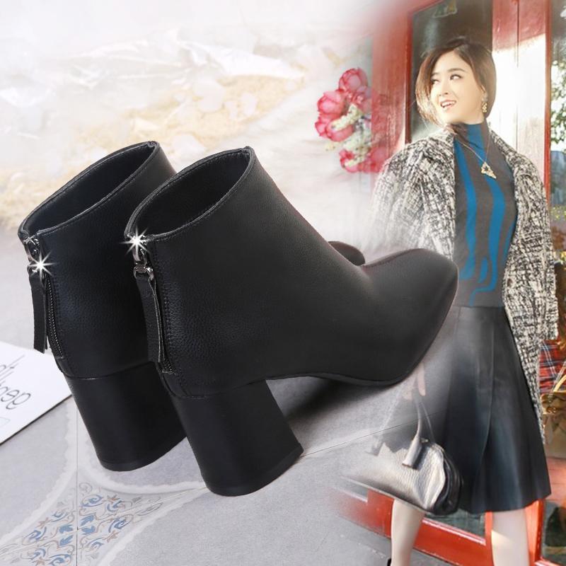 

New 2021 Winter Thick with Thick Bottom British Locomotive Boots for Cylinder Knight Ladies Boots Mid-calf Boot Women, Black
