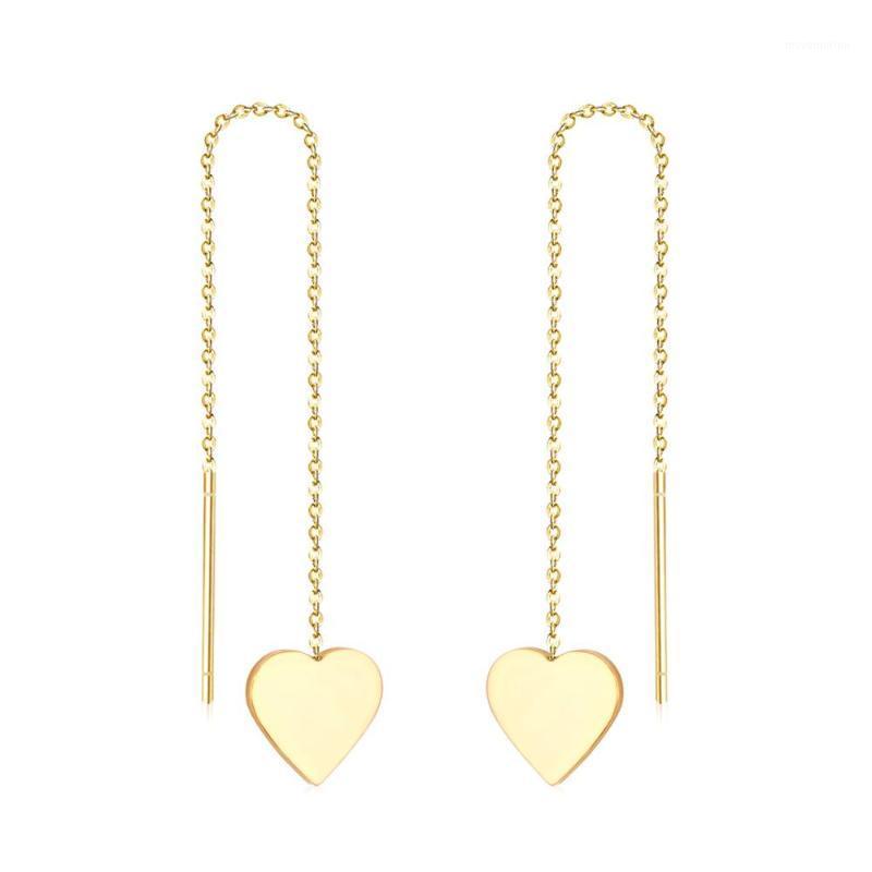 

LUXUKISSKIDS Heart Drop Earings 2020 Korean Style Stainless Steel Long Dangle Earrings Fashion Jewelry For Women Gift Brincos1
