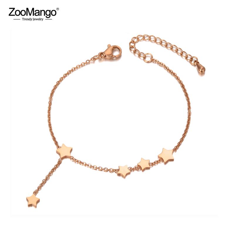 

ZooMango Trendy Stainless Steel Lovely 5Pcs Star Charm Bracelets For Women Girls Bohemia CZ Crystal Chain Beach Bracelet ZB20050