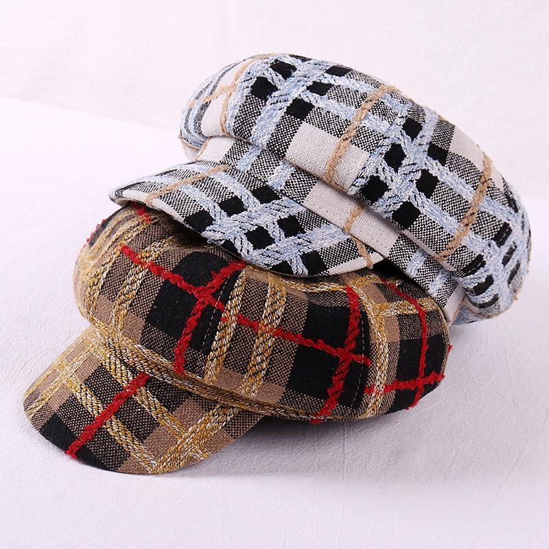 

Autumn Winter Hats for Women Check Octagonal Caps Ladies Casual Woolen Hat Winter Beret Women Cap HR122202, Hr122202-b 56-58cm