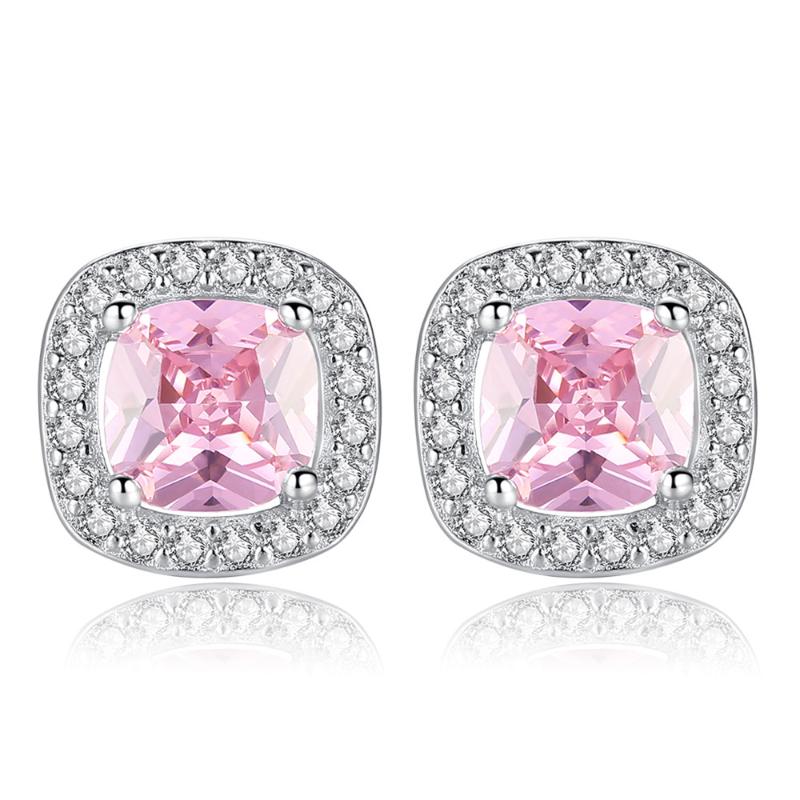 

Simple Square Crystal Stud Earrings for Women with Cubic Zirconia 925 Silver Wedding Party Earring Fashion Jewelry Gift
