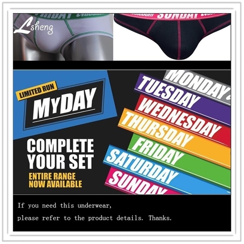 

A set 7pcs Hot Sale Men's Weeks Underwears Men Cotton Weeks Briefs Shorts Male My Day Briefs Man Cotton Panties Underwear 201112