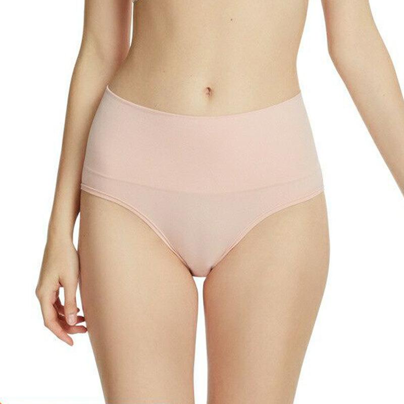 

Simple Solid Color Abdomen High Waist 2 Pcs Cotton Women' Underwear Breathable Girl Under Shorts, 2 piece